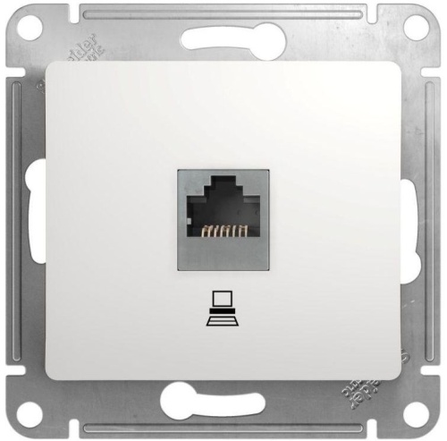 Розетка компьютерная 1-м СП Glossa RJ45 кат.5E механизм бел. SchE