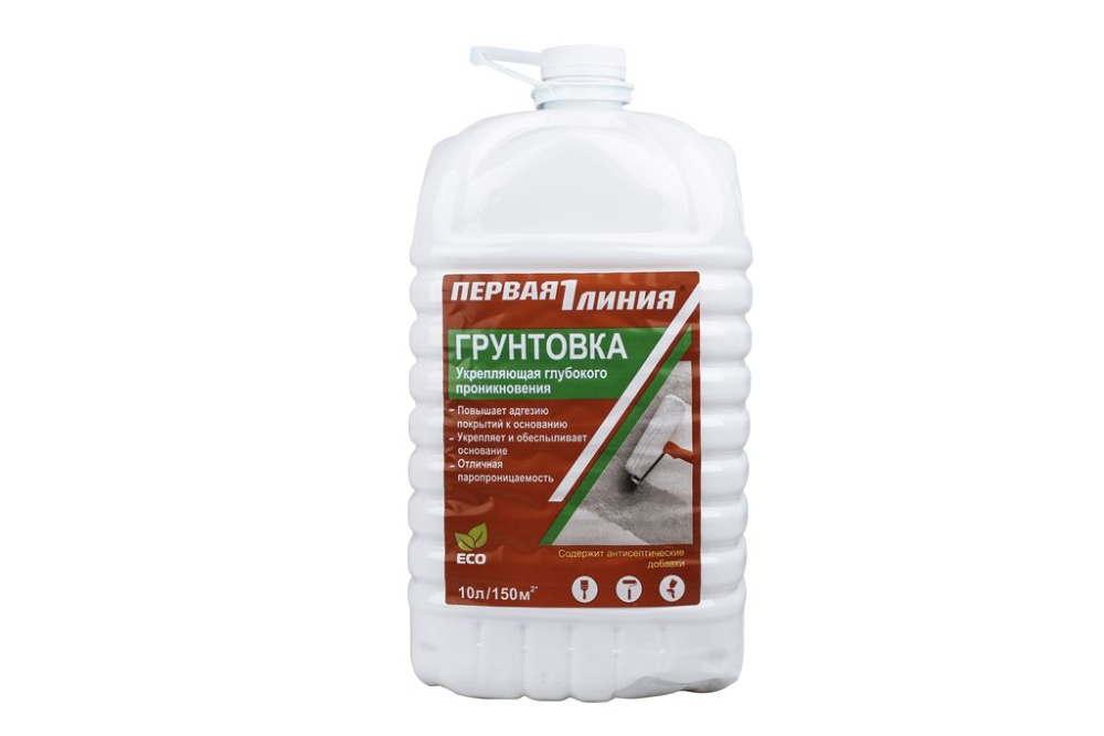 Грунт готовый универсальный акриловый Первая линия укрепляющий (10 л)/48