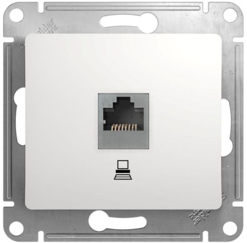 Розетка компьютерная 1-м СП Glossa RJ45 кат.5E механизм бел. SchE