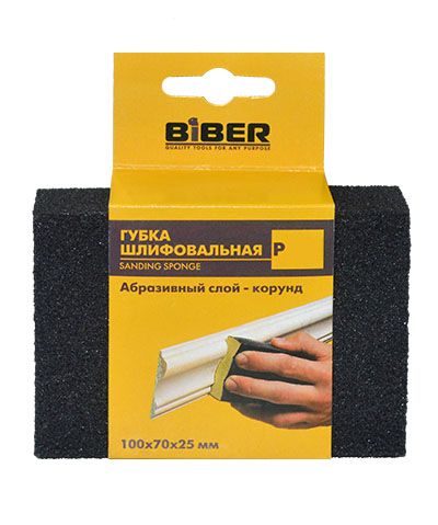 Губка шлифовальная 4-сторонняя Р60 100х70х25 (250) 70671 БИБЕР