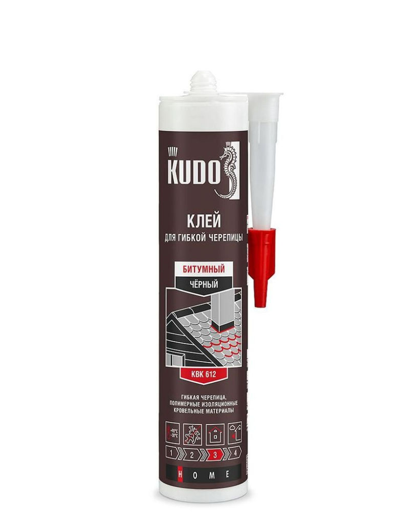 Клей битумный Kudo Home KBK-612 для гибкой кровли черный (0,280л)/12