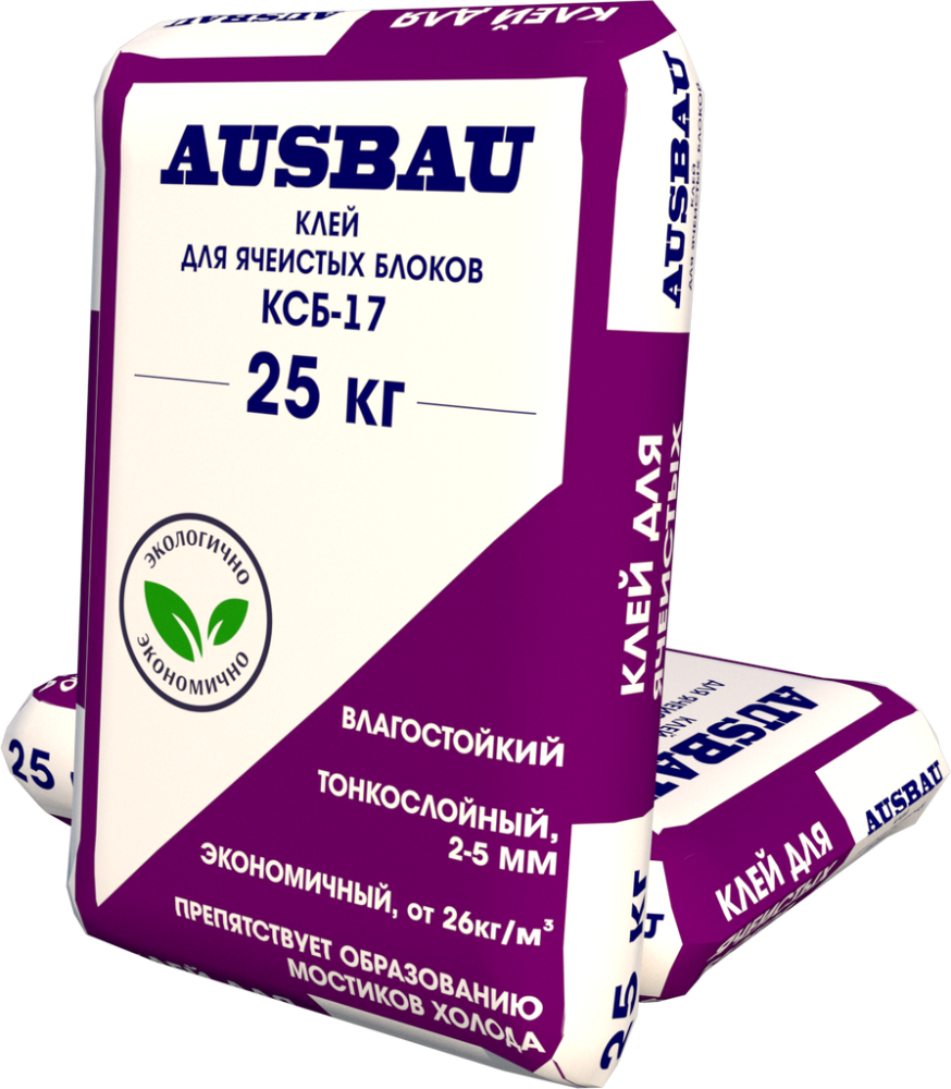 Клей для блоков AUSBAU КСБ-17 для ячеистого бетона Зимний (25 кг) /56