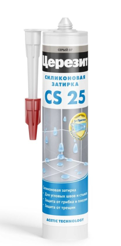 Герметик ЦЕРЕЗИТ CS 25 санитарный силиконовый серый (280 мл) /12