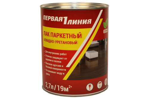 Лак паркетный Первая Линия алкидно-уретановый полуматовый (2,7 л)/4