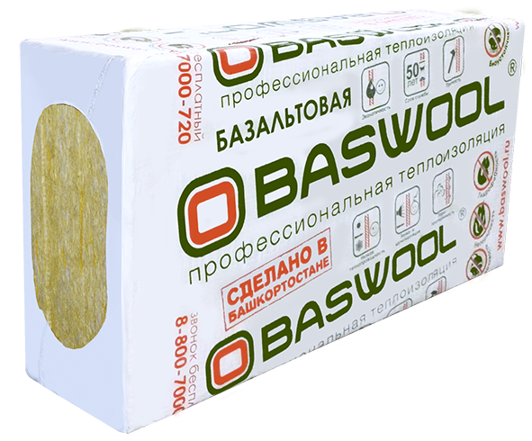 Утеплитель BASWOOL РУФ В 50х600х1200 (уп.4шт 2,88м2 0,144м3) пл.170