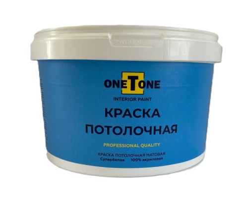 Краска потолочная акриловая oneTone белоснежная (1,5 кг) /324