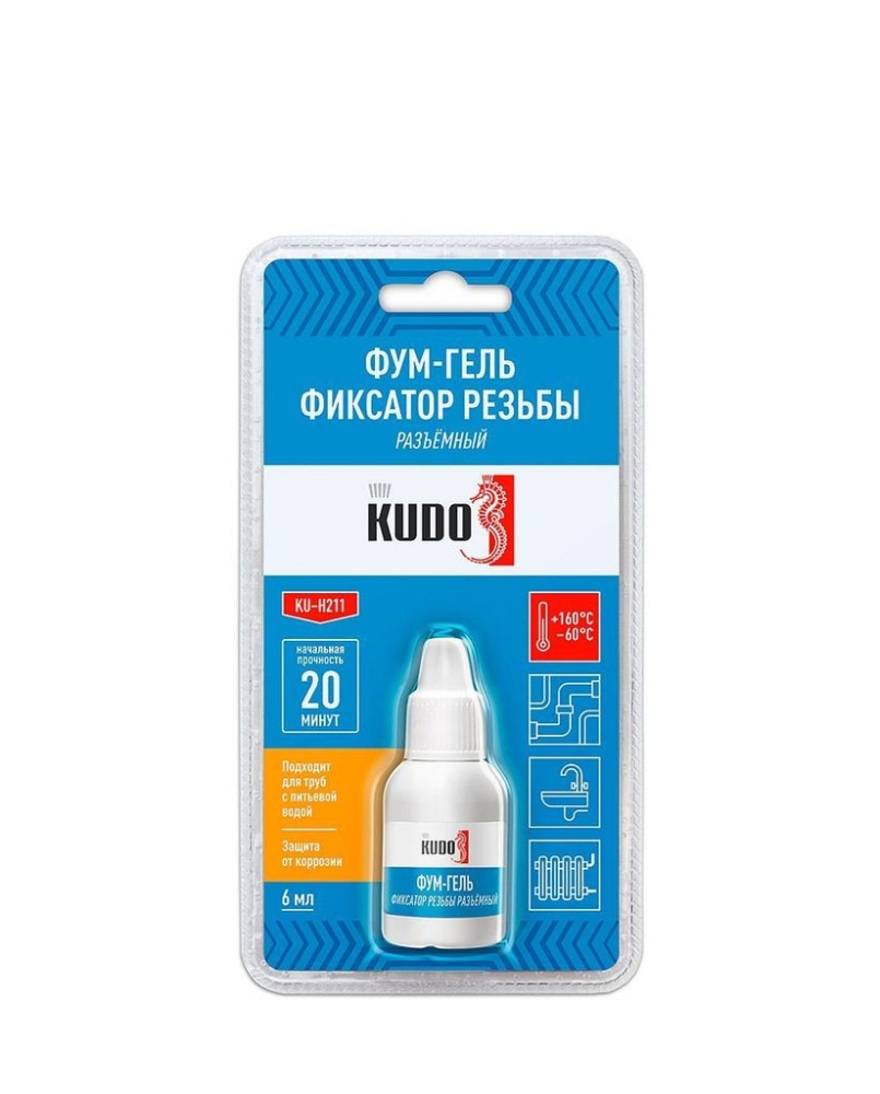 Фум-гель анаэробный Kudo KU-H211 разъемный (фиксатор резьбы) (6 мл)/24
