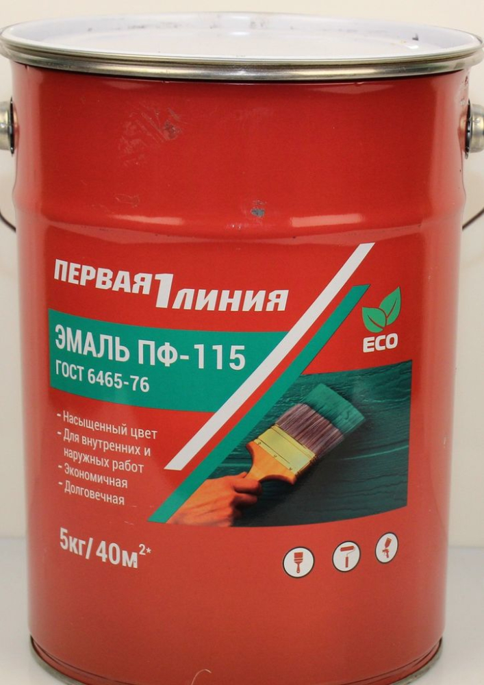 Эмаль ПФ-115 Первая линия ГОСТ Золотисто-желтая (5 кг) /66