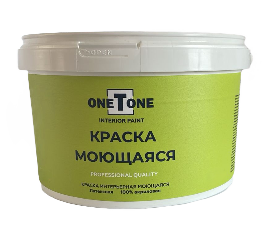 Краска моющаяся акриловая oneTone белоснежная (3 кг) /144