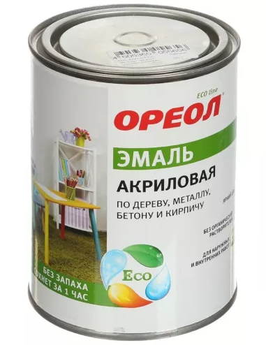 Эмаль акриловая универсальная Ореол Белая (1,0 кг)/6