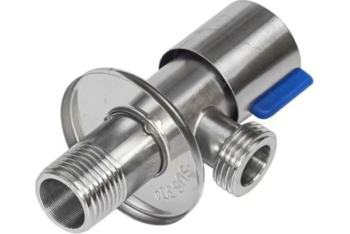 Кран угловой нерж бытовой н/р кран-букса с отраж. 1/2" ДУ10, 109-1546