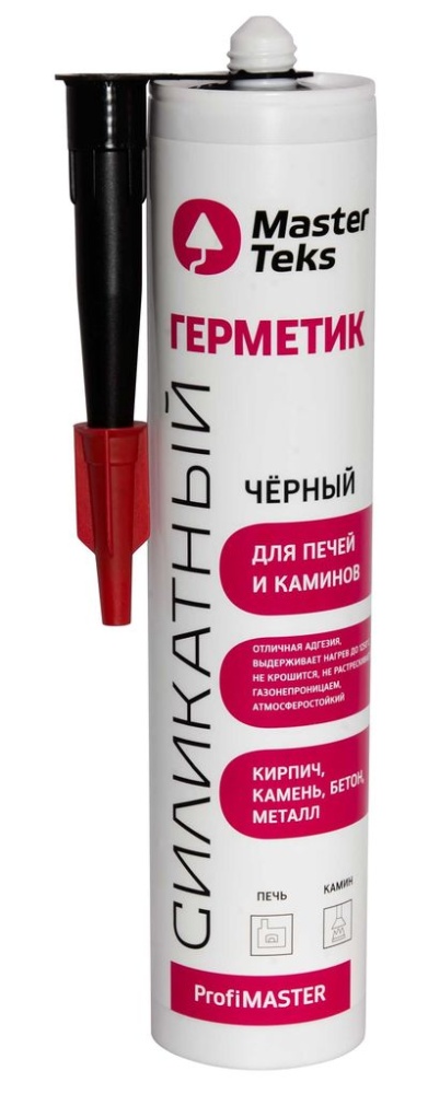 Герметик термостойкий Masterteks ProfiMaster силикатный для печей и каминов черный (0,260 л)/12