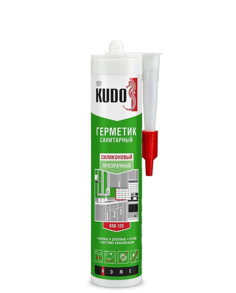 Герметик силиконовый Kudo KSK-120 санитарный прозрачный (0,280 л)/12
