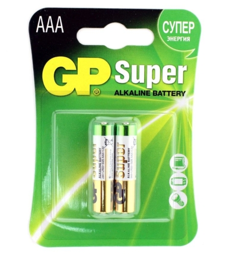 Батарейка алкалиновая GP Super 24А-2CR2 Тип ААА (блистер 2шт) мизинчиковая