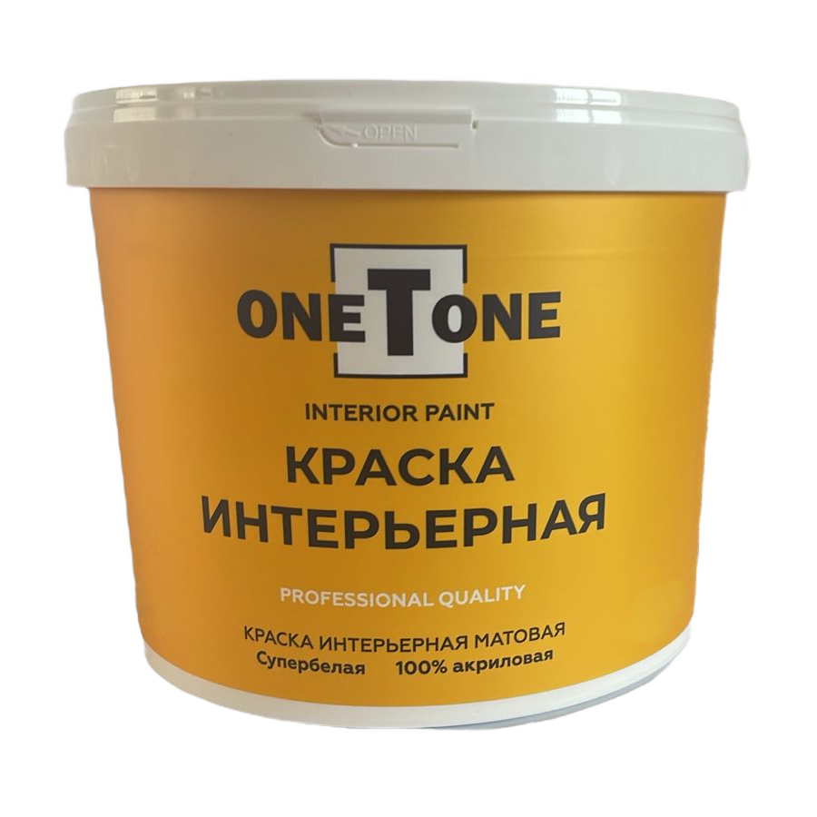 Краска интерьерная акриловая oneTone белоснежная (3 кг) /144
