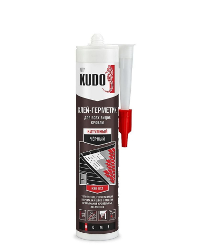 Клей-герметик битумный Kudo Home KSK-612 для всех видов кровли черный (0,280 л)/12