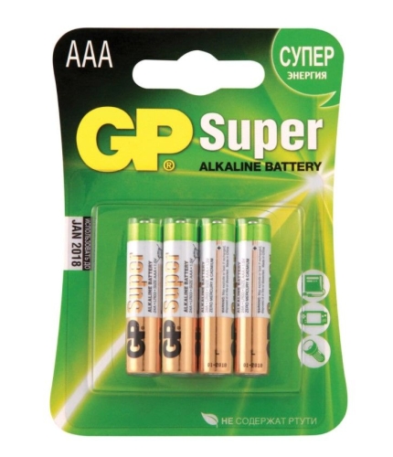 Батарейка алкалиновая GP Super 24А-2CR4 Тип ААА (блистер 4шт)