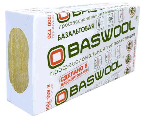 Утеплитель BASWOOL Фасад 80х600х1200 (уп.3шт 2,16м2 0,173м3) пл.100