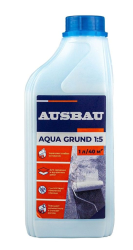 Грунтовка глубокого проникновения AUSBAU AQUA GRUND 1:5 (1 л) /12